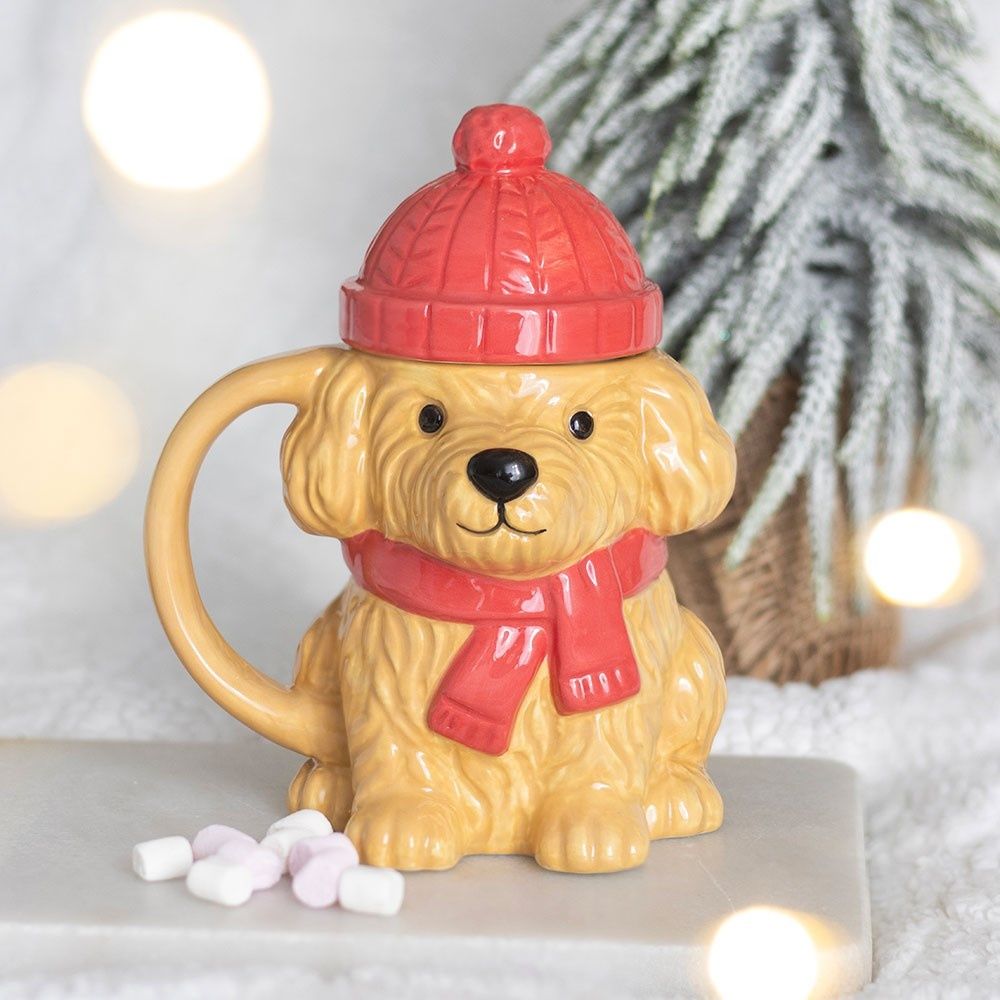 Something Different - Winter Puppy Lidded Mok/beker - Multicolours